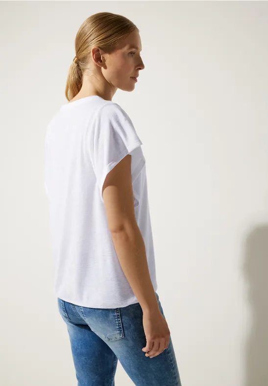 Street One Leinenlook Volant Shirt für Damen in Weiß
