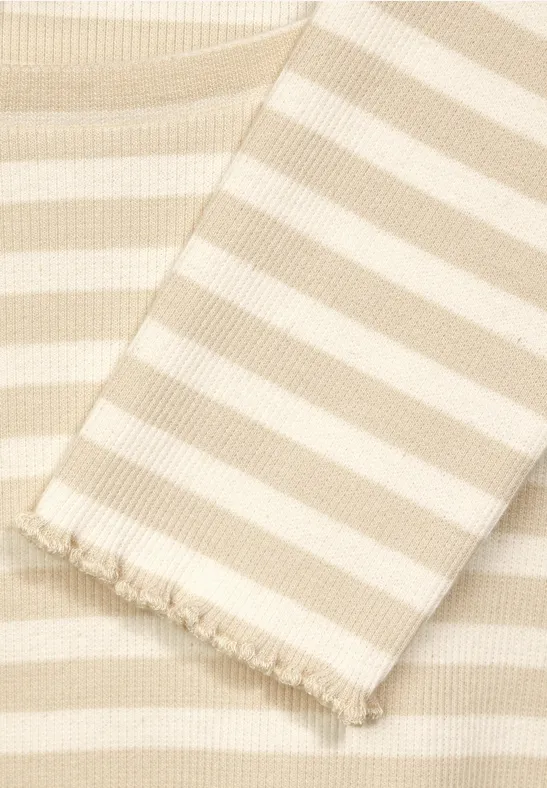 STREET-ONE Gestreept shirt voor dames in Beige|Wit STREET-ONE