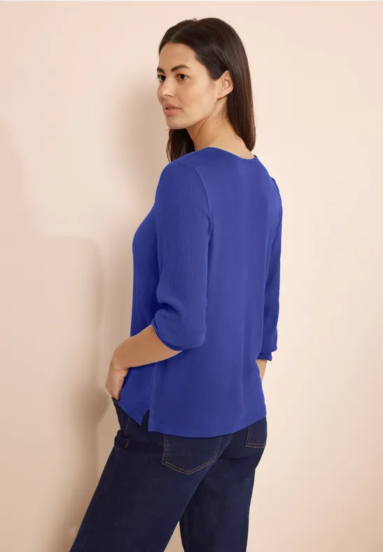 STREET-ONE Materialmix Shirt für Damen in Blau | STREET-ONE