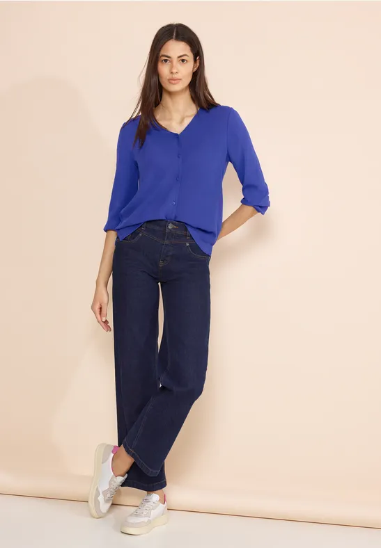 STREET-ONE Materialmix Shirt für Damen in Blau | STREET-ONE