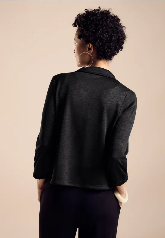 STREET-ONE Veste courte look lin pour femmes en Noir STREET-ONE