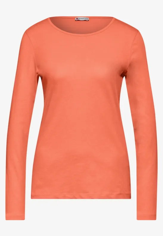 Street One Damen Langarmshirt – Aus Viskosemix, Mit Gummibund & Melange-Optik, Vielseitig Kombinierbar