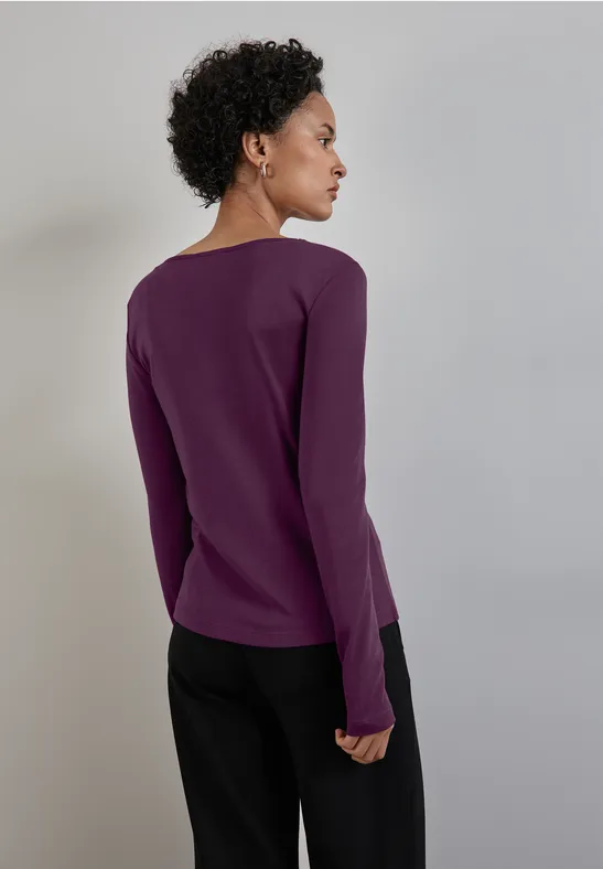 STREET-ONE Zacht shirt met lange mouwen voor dames in Paars