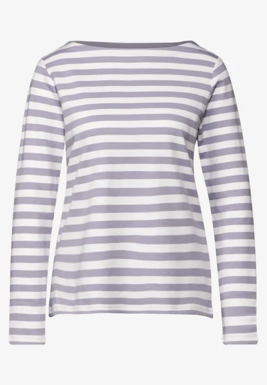 Street One Damen T-Shirt 'smell Of Lavender' – Gestreift, Leinen-Optik, Größe 44