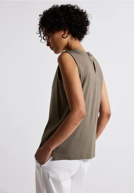 Street One Damen Jersey Top – Mit V-Ausschnitt & Schulter-Raffung, Aus Weicher Viskose Mit Stretch | Bequemes Sommer-T-Shirt