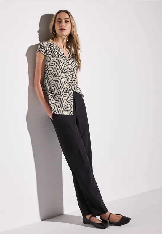 Street One Damen Blusen-Shirt Aus Jersey – Hemdkragen, 3/4-Ärmel, Mit Stretch, Bequem & Elegant
