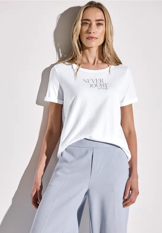 STREET-ONE Shirt met print aan de voorkant voor dames in Wit