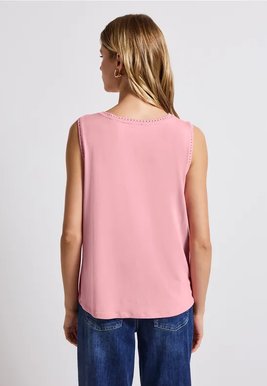 Street One Damen Jersey Top – Lässiges Sommertop Mit Gummibund, Flammgarn-Optik