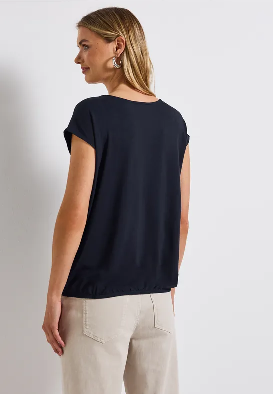 Street One Damen Shirt V-Ausschnitt Langarm - Weiches Jersey Basic Top