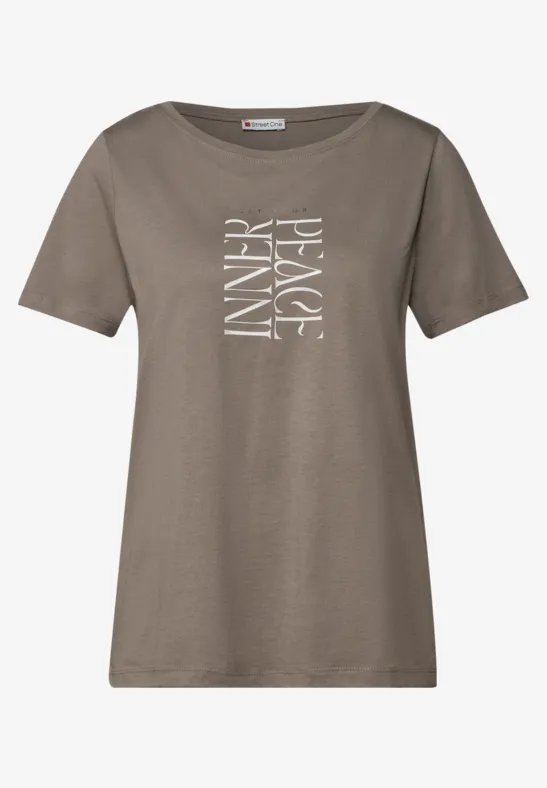 Street One A320366 Camiseta De Manga Corta Con Palabra, Morado Marrón, 36 Mujeres