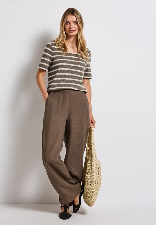 Street One Damen Shirt Gestreift – 3/4-Arm, U-Boot-Ausschnitt, Baumwollmix Mit Stretch