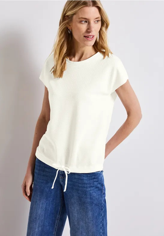 Street One Damen T-Shirt Aus Viskose-Mix – Gestrickt, Mit U-Boot-Ausschnitt & Gummibund | Lässiges Sommershirt