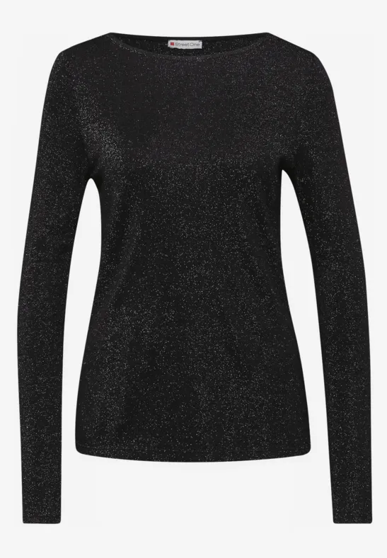 Street One Damen Langarmshirt Mit Glitzer-Schriftzug – Weiches Viskose-Shirt, Lässig & Stylisch