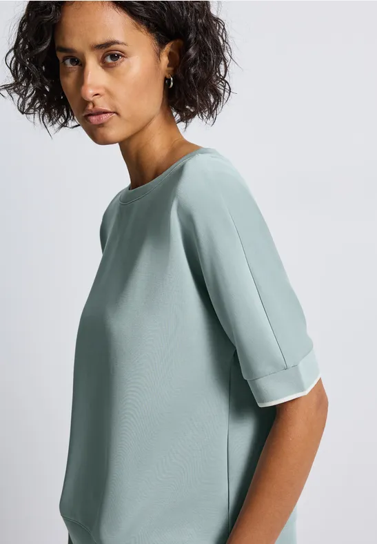 Street One Damen Silk-Look Shirt – Lässiges T-Shirt Mit Seidigem Glanz