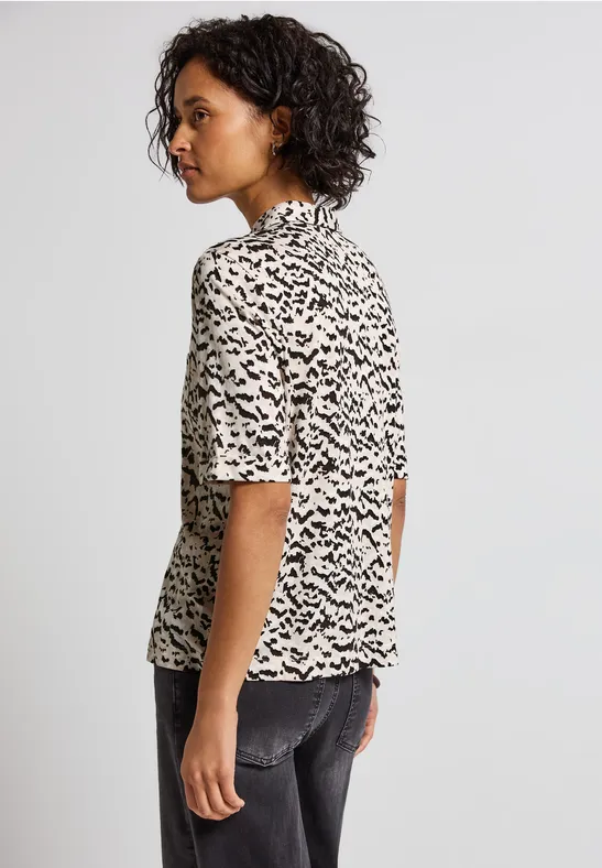 Street One Damen Blusen-Shirt Aus Jersey – Hemdkragen, 3/4-Ärmel, Mit Stretch, Bequem & Elegant