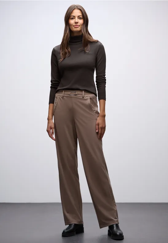 Dames Casual Solid Lange Mouw Mock Coltrui Tops Slim Fit