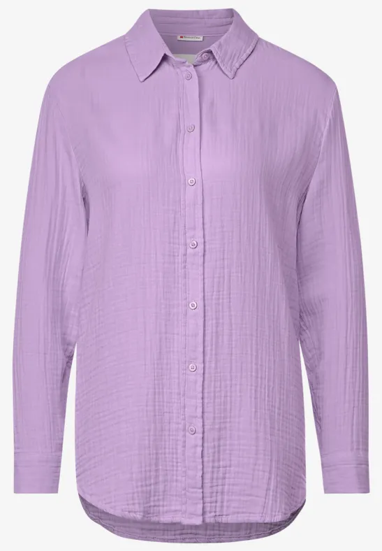 STREET-ONE Chemisier long en mousseline pour femmes en Violet - Main Image