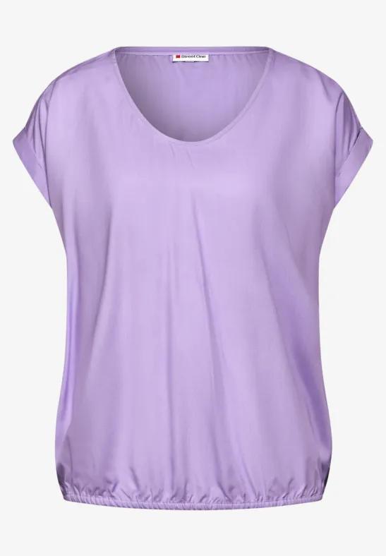 Street One Damen T-Shirt Gestreift – Lässiges Sommershirt Mit V-Ausschnitt & Seiten-Schlitzen, Größe 40