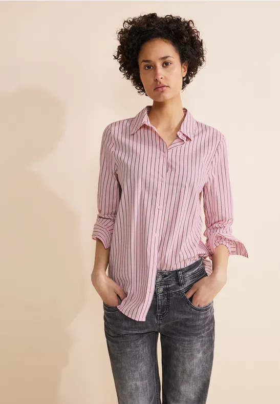 Chemisier Street One Rose Rayé Vert, Taille 44FR/16UK, Manches 3/4, Occasion Très Bon état
