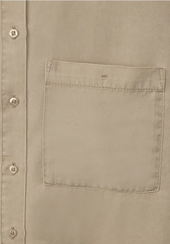 STREET ONE Damen Bluse A344958 – Washed-Look, Lyocell, Mit Hemdkragen & 3/4-Ärmeln, Farbe Smooth Sand (44)