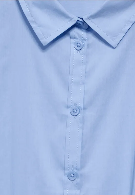 STREET ONE Damen Bluse A344953 – Melange-Stoff, Rundhals, 3/4-Ärmel, Seitliche Schlitze