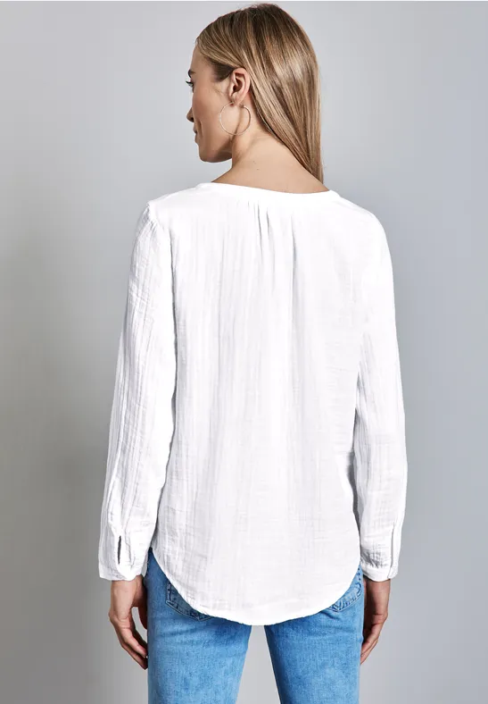 Street One Dames mousseline blouse met print, Coastal Beige, 46