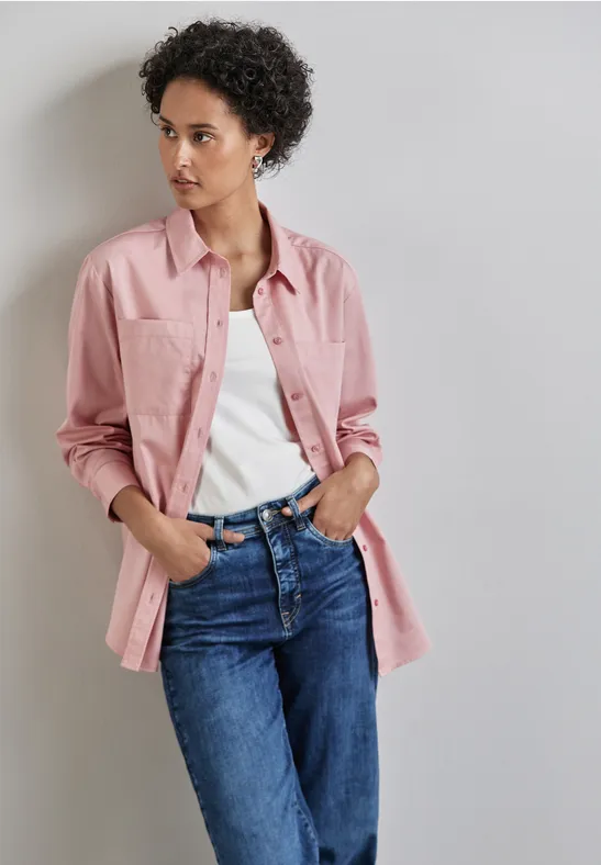 Blousetop met borstzakken voor dames in Blauw