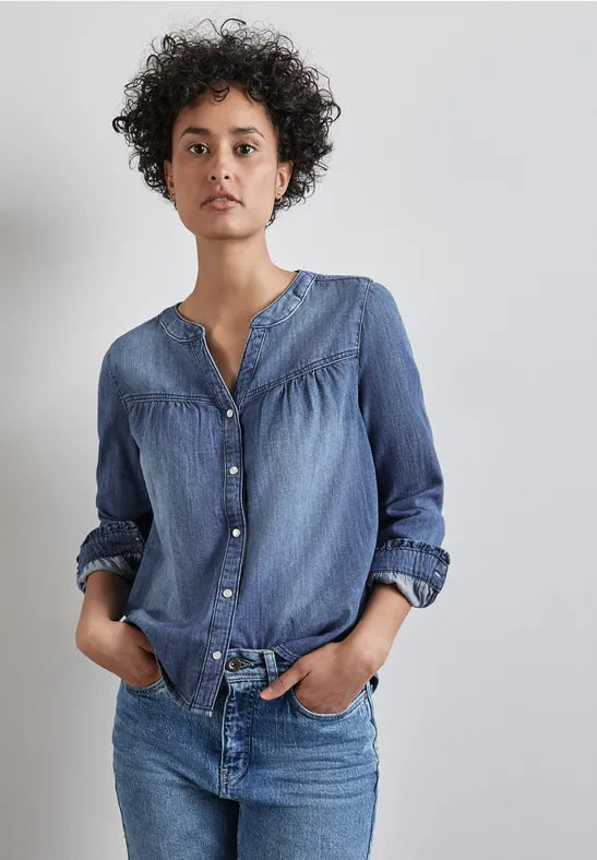 Chemise Jean Chemisier A Volant Femme Chemise Brodée Volantée