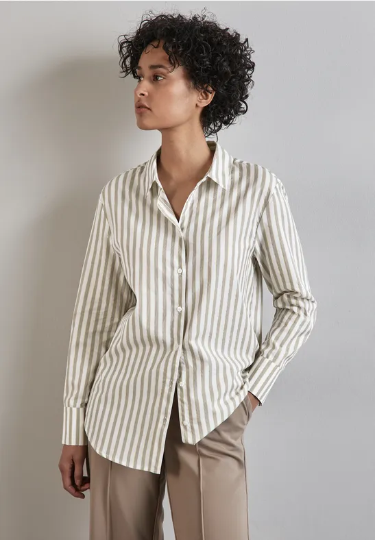 Chemisier Rayé Cintré Street One - Taille 40, Occasion En Très Bon état, Modèle Top K517