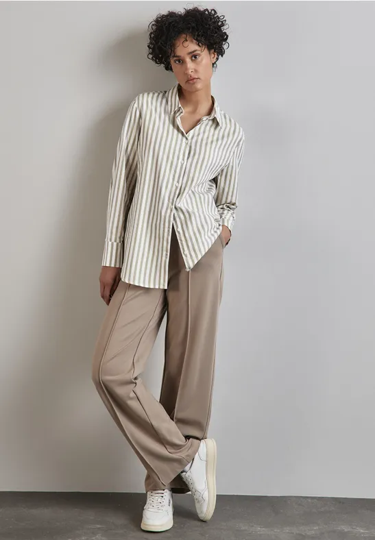 STREET-ONE Chemisier à rayures pour femmes en Beige STREET-ONE