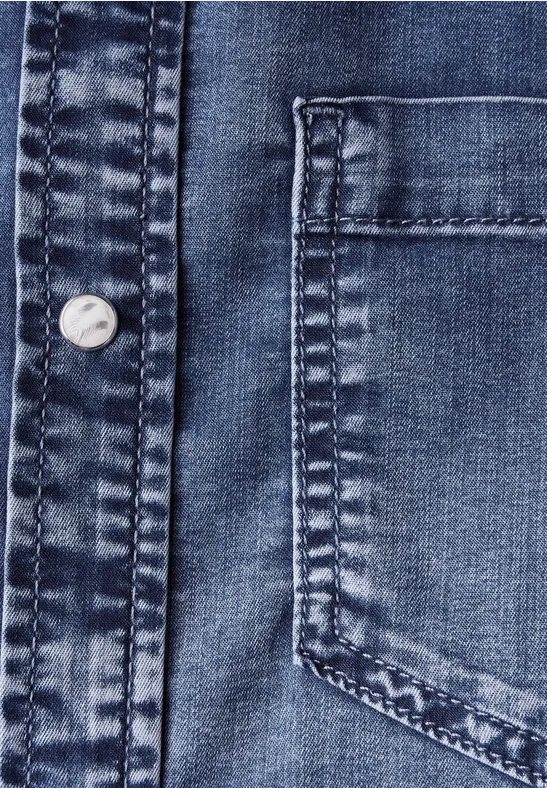 Chemise Femme Denim & Co. Taille 10 (38) – Bleu, Manches Longues, En Lyocell