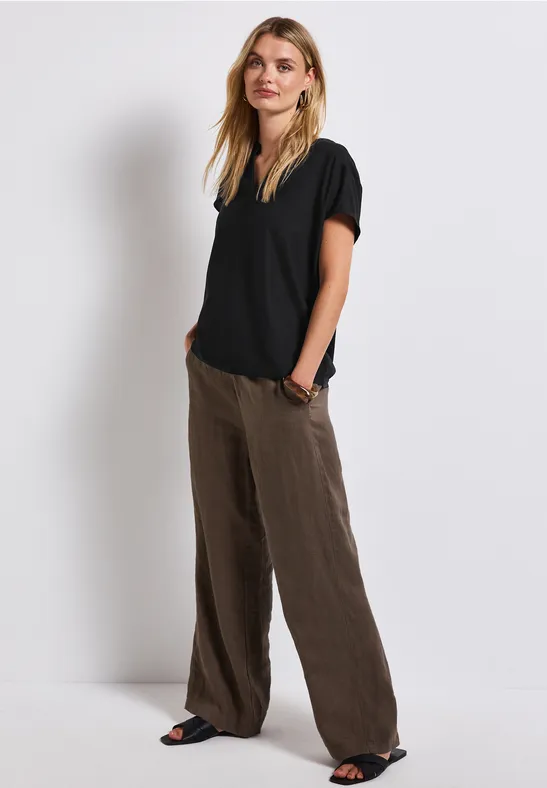 Street One Damen Blusentop ärmellos - Elegantes Split Neck Design