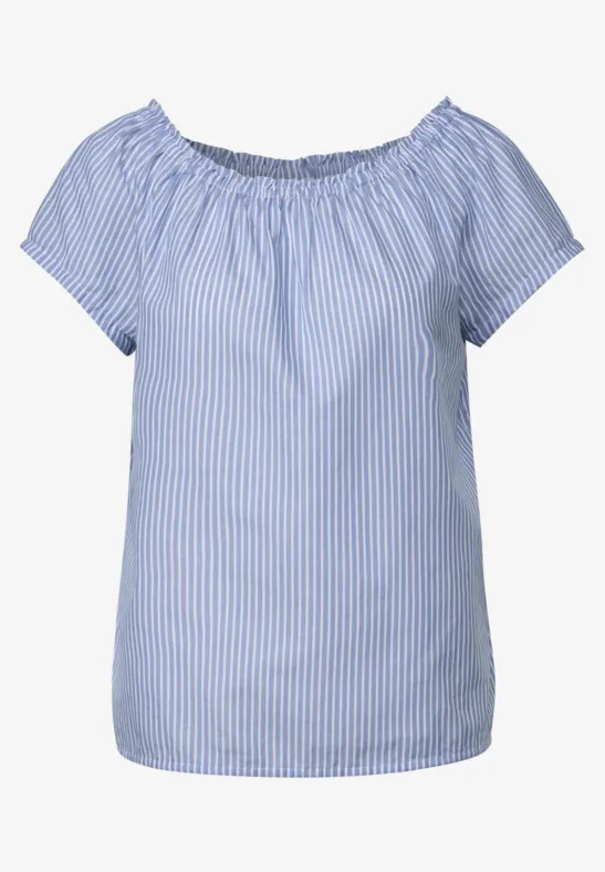 STREET ONE Damen Bluse A344953 Aus Melange-Viskose – Rundhals, 3/4-Ärmel Mit Raffung, Gr. 36
