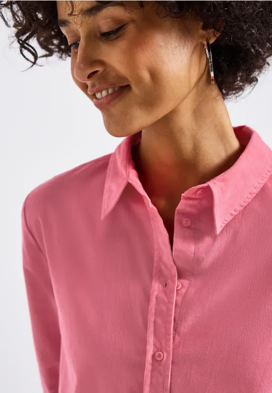 Corduroy blouse met ruches voor dames in Roze