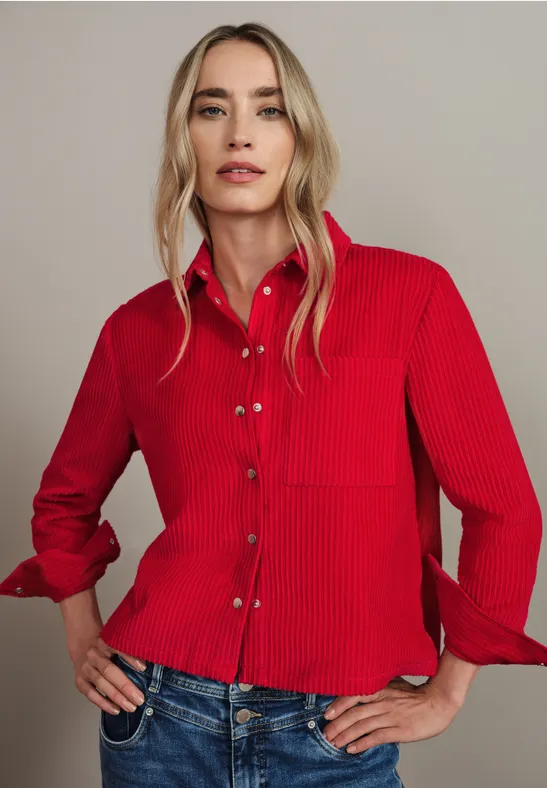 Blouse en velours côtelé avec détails à volants pour femmes