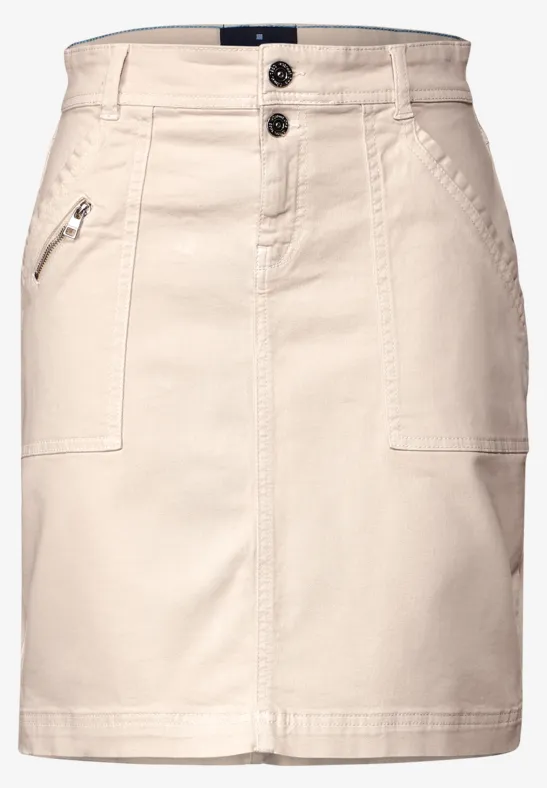 Jupe-short Zara Mini Ivoire - Taille M - Fermeture éclair Et Fente Devant - Femme