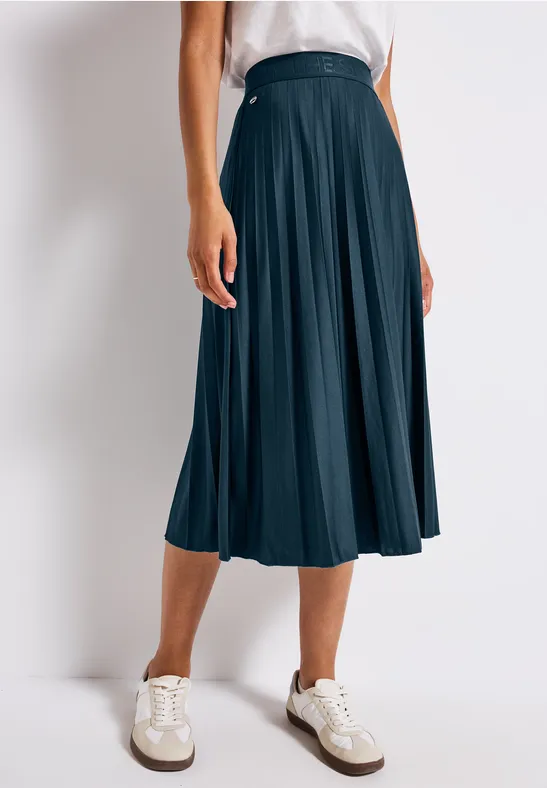 Robe bustier bleue plissée longue