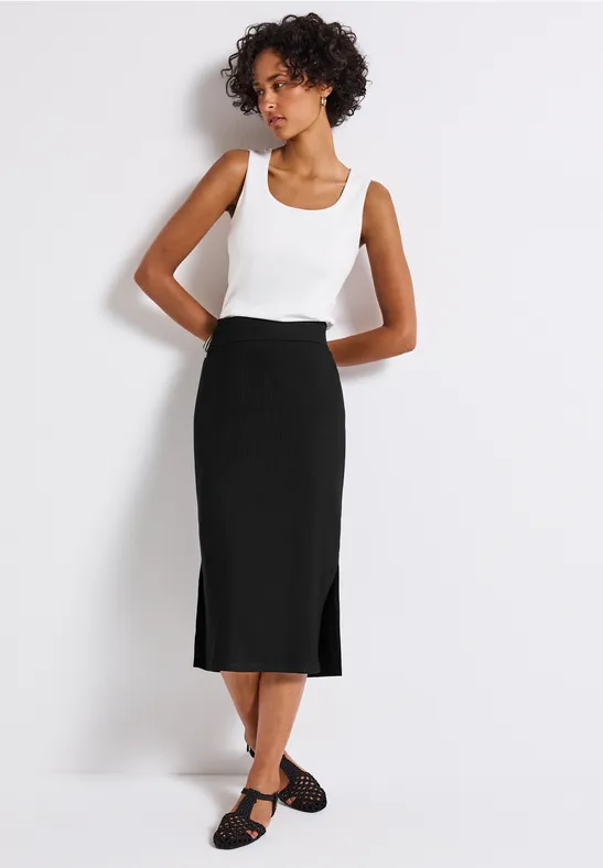 Jupe aspect cuir pour femmes en Noir