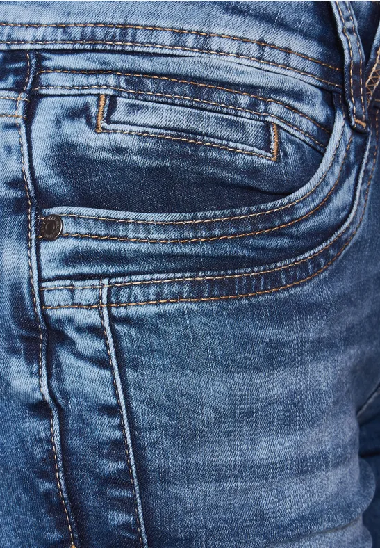 Street One Damen Jane Jeans – Slim Fit Mit Snake Print Innen, Middle Waist