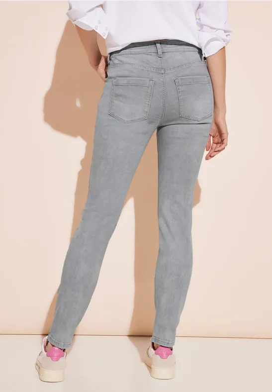 Street One Damen Jeans Slim Fit – Light Grey Wash, High Waist, Größe 29W/28L
