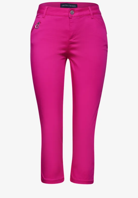 Street One Damen 3/4 Hose 'Yulius' – Mit Zipper-Detail, Slim Fit, Aus Baumwoll-Twill Mit Stretch