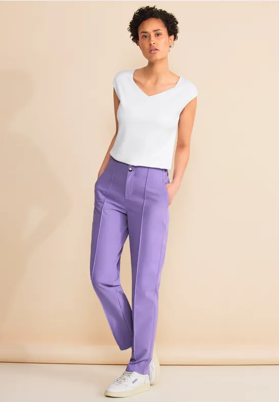 Top van materiaalmix voor dames in Paars