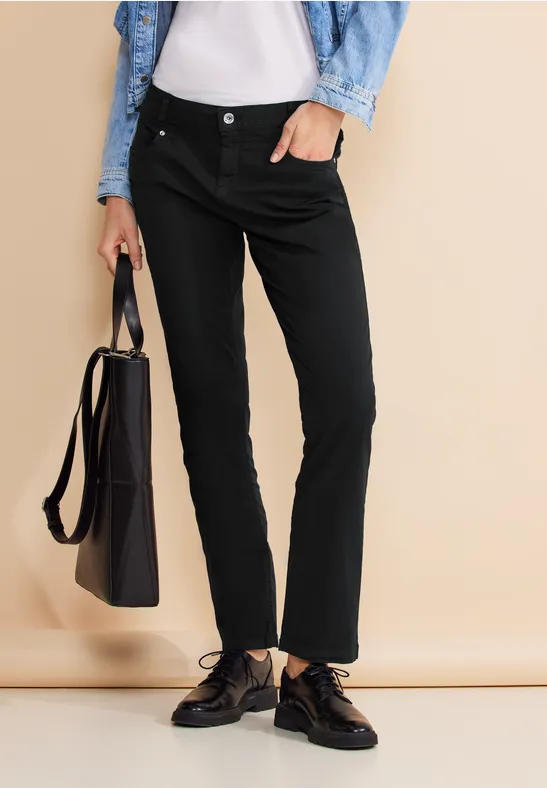 STREET-ONE Style Yulius Straight Twill voor dames in Zwart