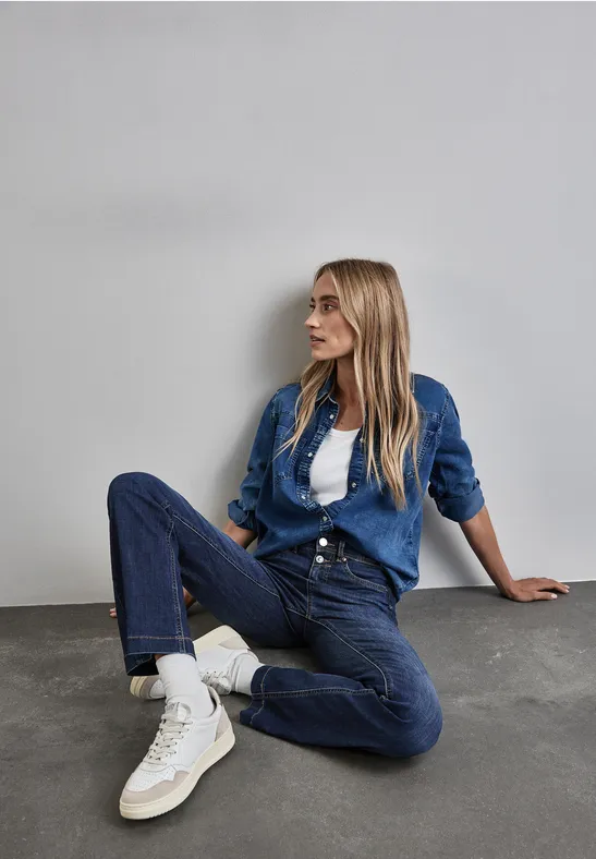 Jeans à Jambes Rigides Pour Femmes En Gris