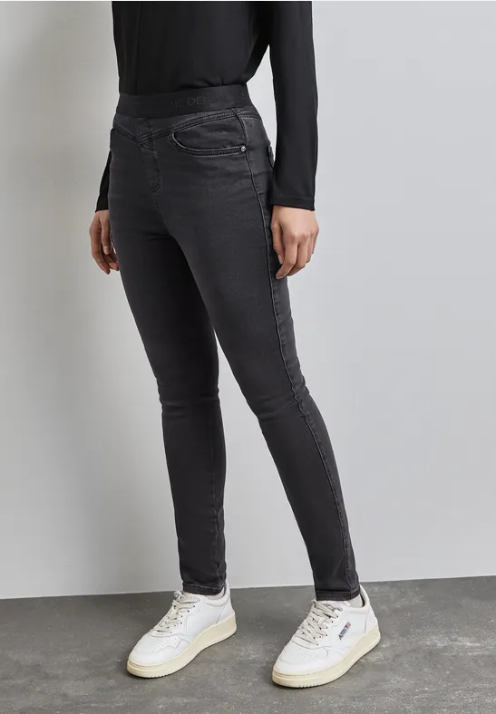 STREET-ONE Jeggings thermiques en denim pour femmes en Gris