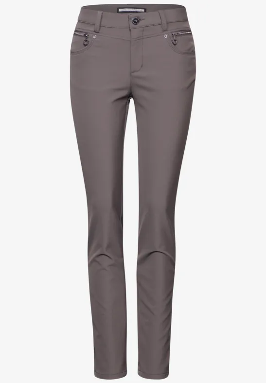 Street One Damen 3/4 Hose 'Yulius' – Mit Zipper-Detail, Slim Fit, Aus Baumwoll-Twill Mit Stretch