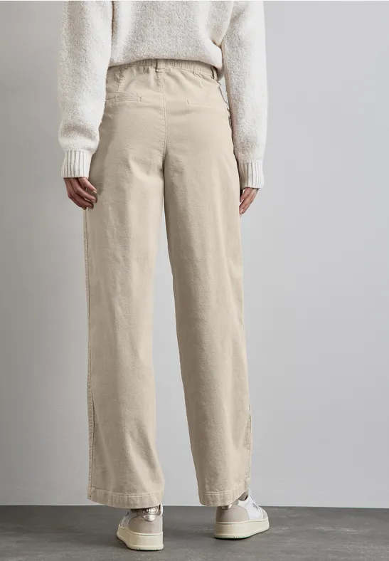 Pantalon Femme En Velours Côtelé - Taille Haute, Coupe Droite, Confort Ample - Idéal Automne Vintage