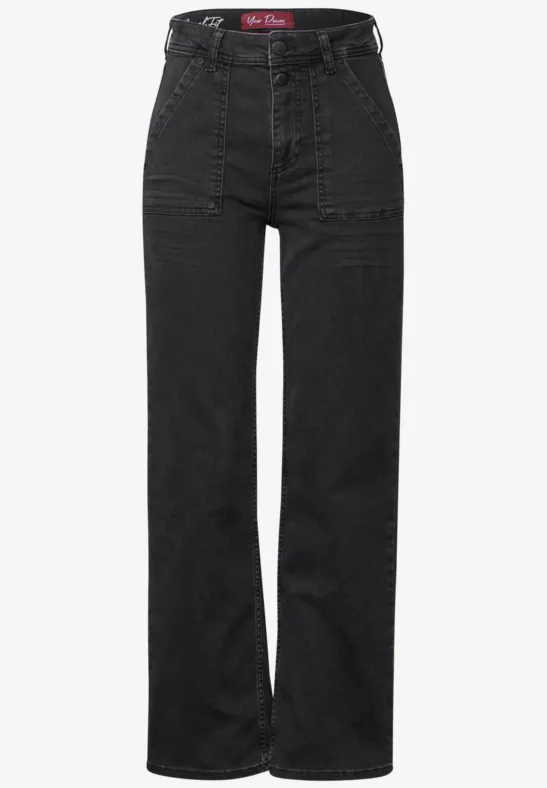Jeans met knoopdetail voor dames in Blauw