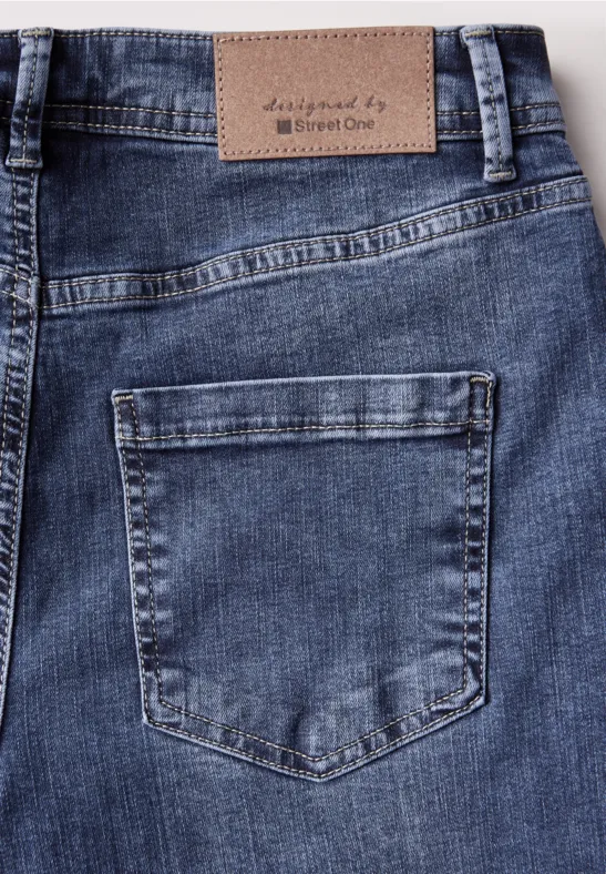 Jean Street One Femme - Coupe Décontractée, Taille Moyenne, Bleu Délavé Foncé