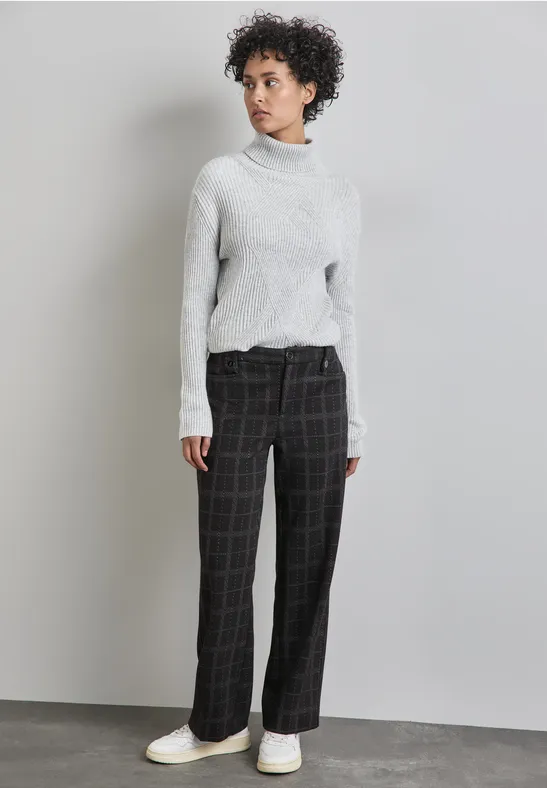 Pantalon Skinny à Carreaux Noir Et Blanc - Taille Haute Taille 36, Occasion Très Bon état